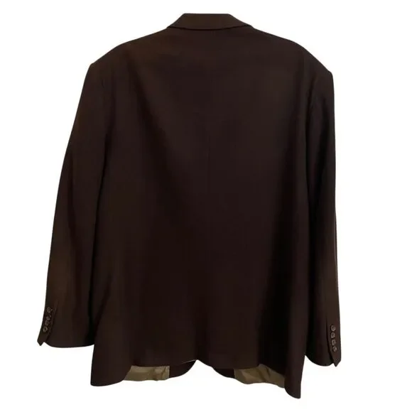 Oscar de la Renta Blazer Mens 48 R Brown Cashmere Blend Lambswool Sport Coat